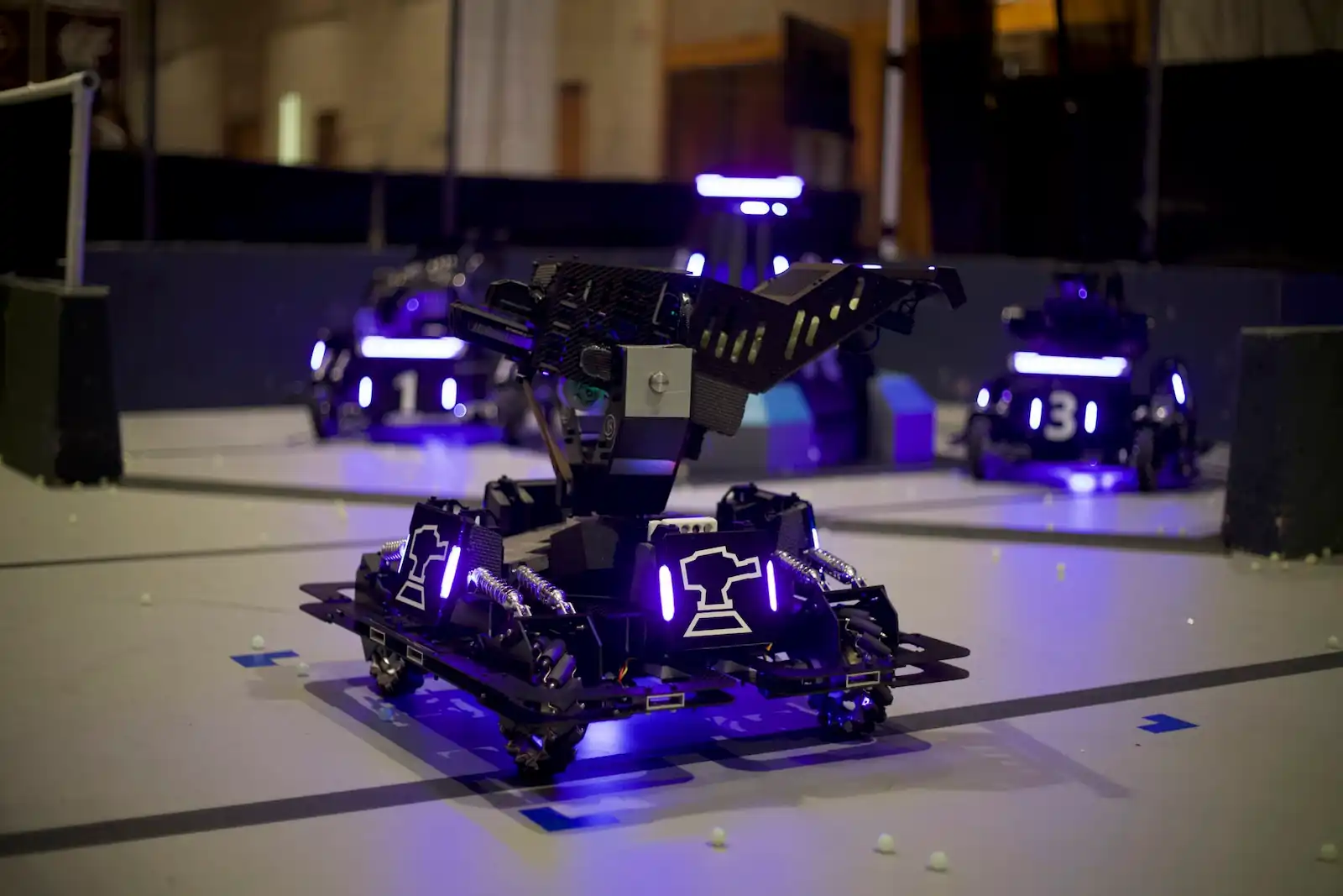 Queen's Knights robot in a ARCC arena