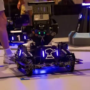 Sentry robot facing the camera